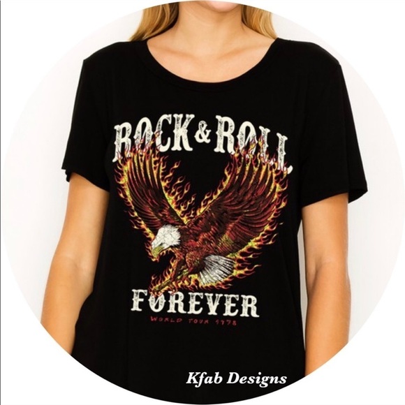 New! Clearance🔥Rock n Roll Eagle premium Graphic Tee - Picture 3 of 3